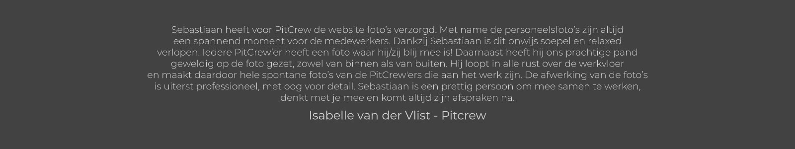 Isabelle van der Vlist - Pitcrew